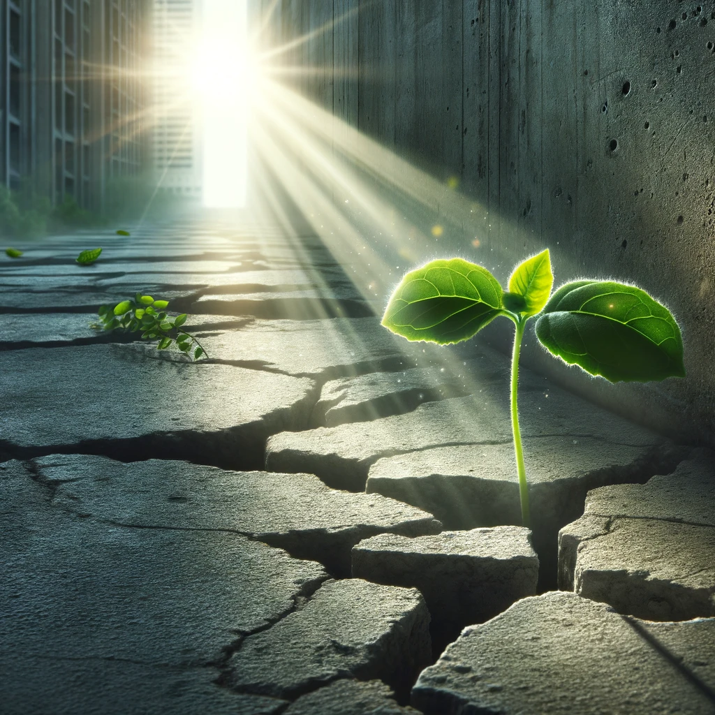 Adaptability Image - Plant growing through cracks