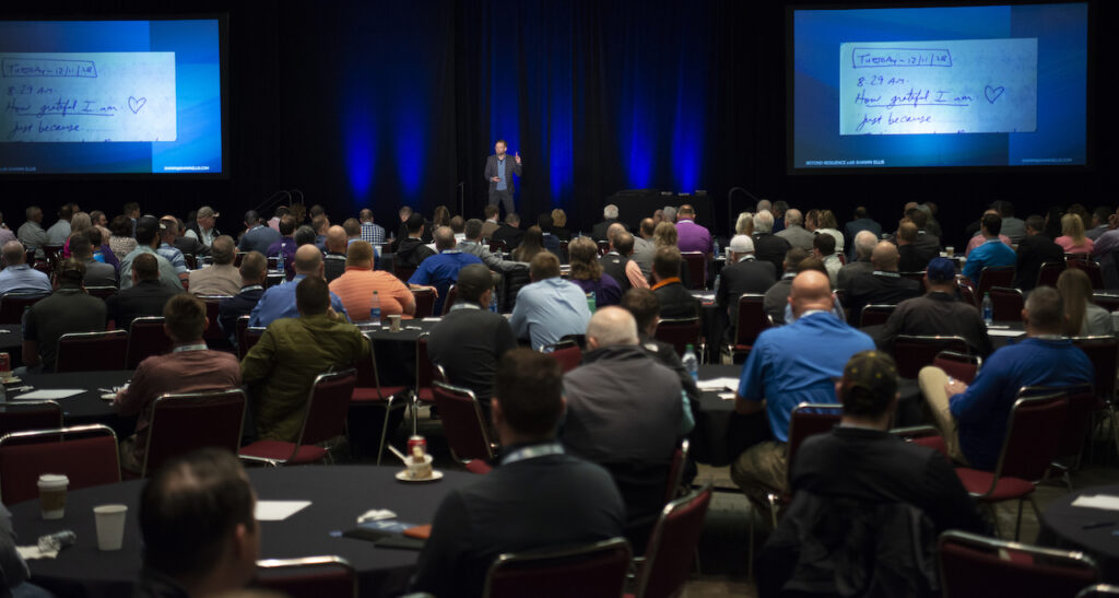 Motivational keynote speaker Shawn Ellis with audience